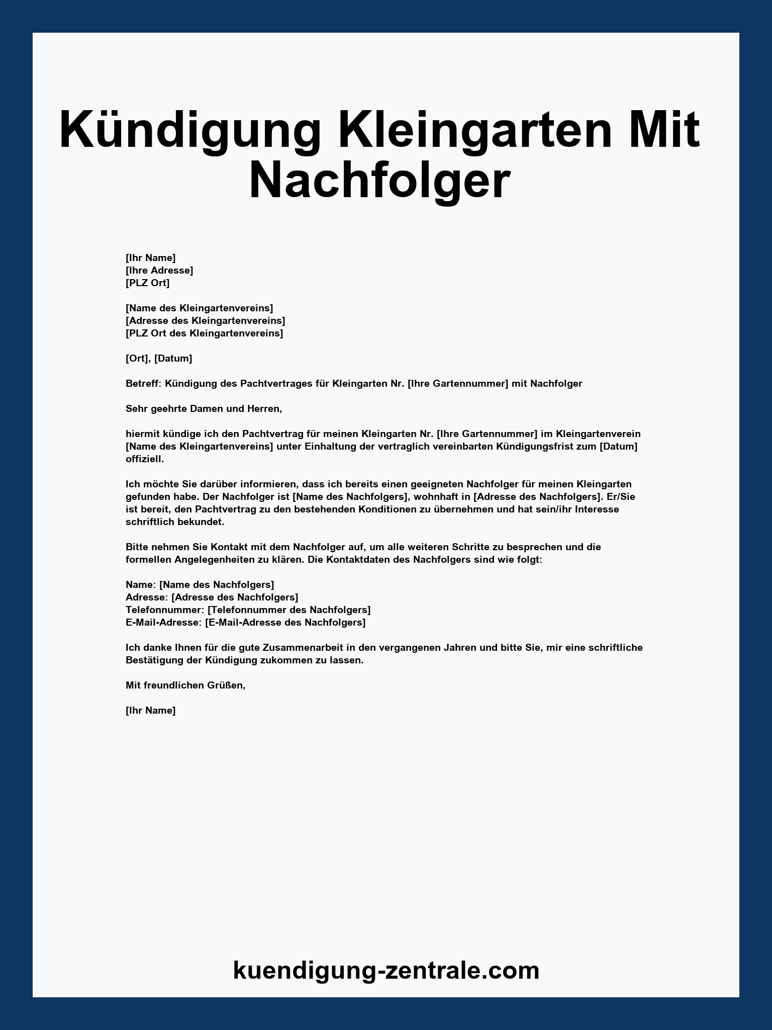 Kündigung Kleingarten Mit Nachfolger Muster
